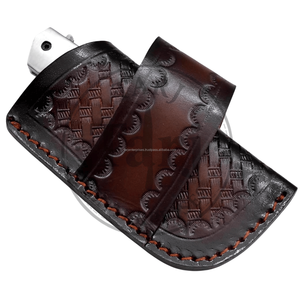 Couteau de poche EDC portable léger de 4,7 pouces, personnalisable par le fabricant d'équipement d'origine, durable, étanche, avec étui en cuir, poignée supérieure, sans fermeture, fait à la main - Product Image 6