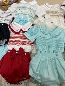 Noël smocké garçon costumes correspondant Smock robe avec col claudine en gros à la main Smock robe Offre Spéciale 2024 - Product Image 6