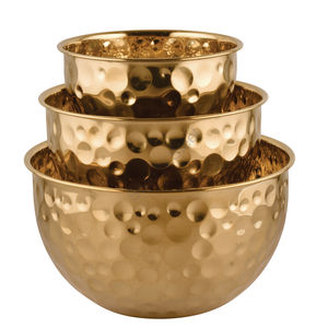 ชุดชามสแตนเลสแบบพรีเมี่ยม3ชิ้นสีทองทุบดีไซน์คลาสสิกมีสไตล์พร้อมวัสดุโลหะทนทาน - Product Image 1