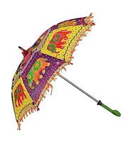 Parasols décoratifs indiens avec broderie, design Rajasthani/Gujarati, 24x28 pouces, vente en gros pour mariage et décoration intérieure
