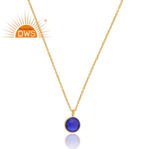 Dernier modèle de collier à pendentif en argent sterling plaqué or 18 carats avec tanzanite et quartz Demi Fine Jewelry pour femmes - Product Image 2