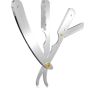 ANAAIF Rasoir professionnel argenté à bord droit pour l'épilation du corps en acier inoxydable 100% avec 100 lames - Product Image 1