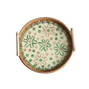 Vente en gros plateau de service en rotin naturel avec manche en bois pour articles de table et de cuisine du Vietnam - Product Image 2