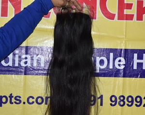 Extensions de cheveux vierges humains vietnamiens non traités naturels soyeux de couleur noire 4*4 avec fermeture - Product Image 2