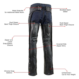 Chaparreras de cuero con correas ajustables, ajuste seguro, construcción duradera, estilo clásico para exteriores, chaparreras de cuero elegantes - Product Image 2