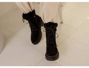 Giày bốt nhung chống thấm nước của Ann'S Giày bốt công sở đế bệt màu đen 5Cm dành cho nữ Lót lông mùa đông - Product Image 5