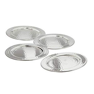 Hammered Stainless Steel <b>Coasters</b> Set of 4, Metal <b>Silver</b> <b>Coaster</b> - Product Image 6