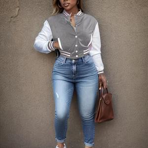 Chaqueta Bomber Estilo Motociclista Extra Grande para Mujer, Chaqueta de Cuero Sintético con Cremallera y Forro de Piel de Cachemira para Primavera - Product Image 6