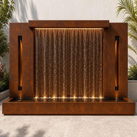 Fontaine à cascade contemporaine en acier inoxydable, rideau d'eau pour la décoration de jardin, patio ou cour arrière