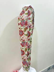 Pantalones bohemios de algodón floral con cintura elástica y cordón, tela ligera transpirable, ajuste relajado para ropa informal y de salón - Product Image 3