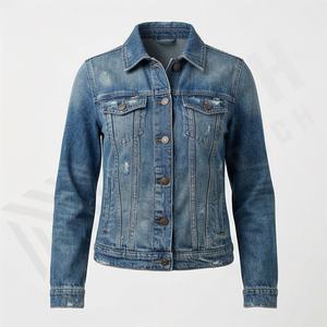 เสื้อแจ็คเก็ตยีนส์ผู้หญิงทรงครอป สไตล์วินเทจ ทำสีซีดแบบดิสเทรส แฟชั่นสตรีททันสมัย ใส่ได้ทุกวัน ราคาสมเหตุสมผล รับสั่งทำสีตามต้องการ - Product Image 1