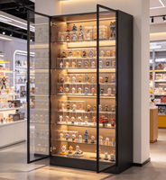 Vitrine verticale en verre pour figurines, cartes et objets de collection, idéale pour les magasins de détail