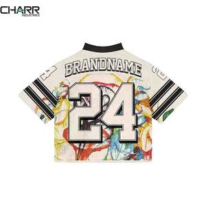 Maillots de football américain respirants et tendance OEM, impression par transfert thermique, vente en gros, maillots vierges en maille à manches courtes, grandes tailles - Product Image 5