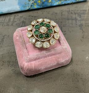 Clásico tradicional desgaste Real Kundan chapado en oro ajustable elegante anillo para bodas fiestas compromisos desgaste para mujeres - Product Image 5