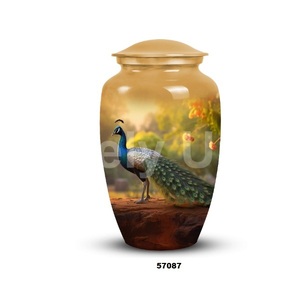 Aluminium <b>Peacock</b> Theme Cremation Adult Urn for Human Ashes Decorative Large Urn With Free Velvet <b>Bag</b> - Product Image 6