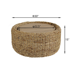 โต๊ะกาแฟทรงกระบอกทรงกลมพร้อมที่เก็บของทำจากวัสดุที่เป็นมิตรต่อสิ่งแวดล้อมเฟอร์นิเจอร์บ้านของตกแต่งบ้านขายส่งในเวียดนาม - Product Image 4