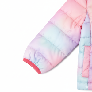 Venta al por mayor Casual Rainbow Puffer Chaquetas Ligero Abrigos de invierno con capucha para los hombres Tie-Dye Design Front Logo - Product Image 5