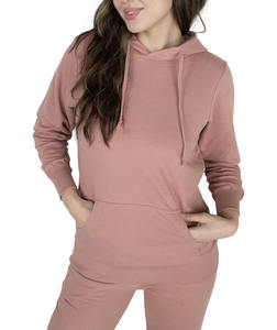 Venta caliente de las mujeres gimnasio Fitness entrenamiento polar chándales cómodo fácil de usar cremallera borla Sudadera con capucha transpirable patrón sólido - Product Image 4