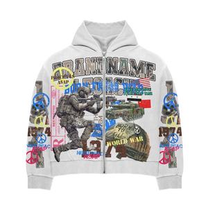 Sudadera con capucha de lana de algodón 100% personalizada para hombre técnica de invierno bordada con tinte de corbata desgastada - Product Image 2