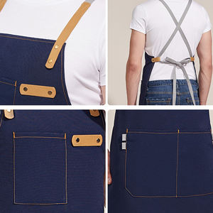 Black Color Denim Apron Chef Kitchen Apron for BBQ with Towel Loop and Multiple Pockets Apron - Product Image 6