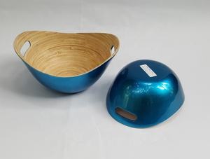 Bol en bambou naturel filé de haute qualité, écologique, avec logo personnalisé, bleu feuille d'argent poli, vaisselle fabriquée au Vietnam - Product Image 2