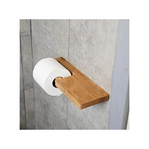 Porte-papier toilette en <span class=keywords><strong>bois</strong></span> avec étagère, porte-rouleau de papier toilette mural, rangement supplémentaire pour papier toilette - Product Image 3