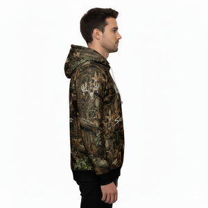 Sudadera con Capucha de Camuflaje con Calavera de Ciervo Lavada Vintage Premium para Cazadores, Ropa de Invierno Duradera y Cómoda para Exteriores - Product Image 3