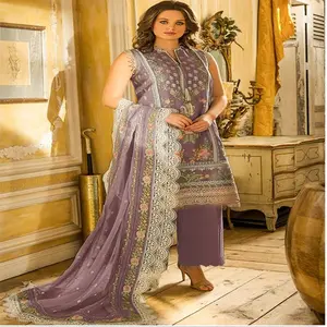 ชุดเดรสสุภาพสตรี _ สนามหญ้าปักด้านหน้าและด้านหลังสไตล์ใหม่ BEST ORGANZA DUPATTA สําหรับชุดสุภาพสตรี - Product Image 1