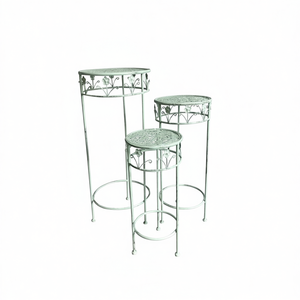 Ensemble de 3 supports pour pots de fleurs et jardinières en fer vert sauge vieilli Amicasa - Product Image 2