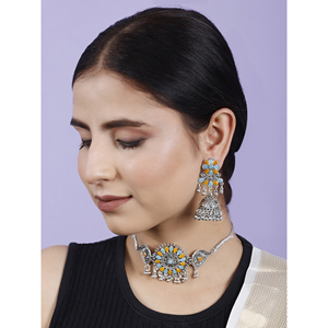 Zircon & Diamond Flower Round <b>Choker</b> for Party Occasions-Trendy & Vintage Design - Product Image 3