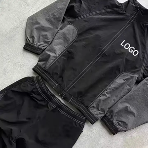 Conjunto Deportivo Cortavientos para Hombre, Chaqueta con Capucha y Pantalones, Ajuste Holgado, Transpirable, Estampado, Ligero, Invierno, Logotipo Personalizado, Deportivo Informal - Product Image 4