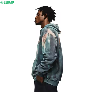 Sweat à capuche zippé en molleton bouclette 100% coton, coupe classique, épais, effet vieilli, respirant, séchage rapide, hiver - Product Image 2