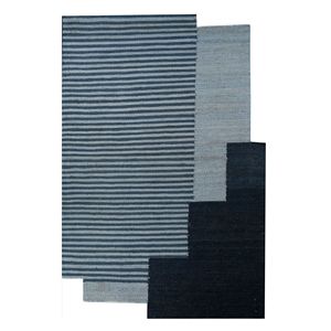 พรมปูพื้นลายทางสีน้ำเงิน รุ่น Pdjt-390 ทำจากปอกระเจาและป่าน สำหรับใช้ในบ้าน - Product Image 1