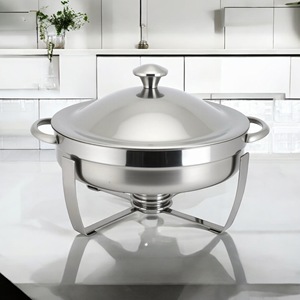 Nouveau Design Fournitures de Restaurant Chauffe-plats Décoratif Buffet Chafer Plat Métal Fantaisie Argent Chafing Plats Buffet Ensemble avec couvercle - Product Image 5