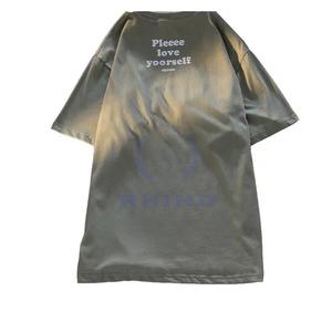 T-shirts graphiques personnalisés pour hommes en détresse Patch vintage brodé lavage à l'acide DTG imprimé tricoté col rond T-shirt High Street - Product Image 1