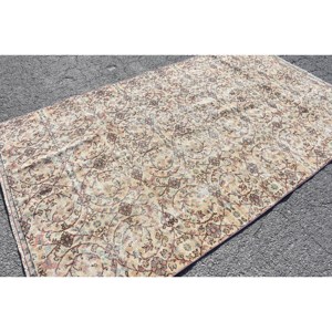 Grand tapis turc de 5,2 x 8,8 pieds, tapis vintage rayé brun - Product Image 2