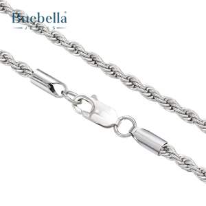 Gran oferta, cadena de cuerda de moissanita de 3mm chapada en oro blanco de 14 quilates de plata 925 para hombres, collares Premium - Product Image 5