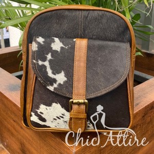 กระเป๋าเป้สะพายหลังขนาดเล็กหนังวัวแท้คุณภาพสูงสำหรับทุกเพศกระเป๋าเป้นักเรียนแบบมีซิปสไตล์ตะวันตกลำลองหรูหรา - Product Image 1