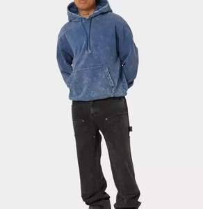 Vente directe d'usine 2025, sweats à capuche pour hommes en coton 100% avec effet délavé, logo personnalisé, impression sérigraphique, sweats à capuche d'hiver - Product Image 5