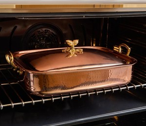 Rectangle Forme Ruffoni Cuivre Ustensiles De Cuisine Casserole Réchauffeur De Nourriture Pot Avec Or Unique Designer Top Couvercle Ustensiles De Cuisine Accessoires - Product Image 1