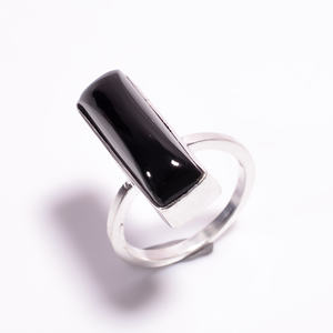 แหวนพลอยโอนิกซ์สีดำเงิน925คุณภาพสูงเครื่องประดับแต่งงานแบบคลาสสิกตัดเป็นรูปสี่เหลี่ยมผืนผ้าของขวัญวันครบรอบ - Product Image 1