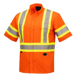 Produttore su misura Hi Vis Workwear arancione nastro T-shirt Polo 100% uomini riflettenti di sicurezza in poliestere