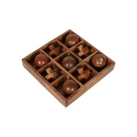 Ensemble de voyage jeux de société en bois personnalisés jouet de Table jeu d'échecs Vintage éducatif XO jeu jouets jeu en bois en gros Tic Tac Toe XO