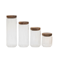 Bocal transparent de concepteur avec couvercle en bois bocal de bouteille de cuisine transparent transparent artisanat bocaux de stockage en verre transparent personnalisables