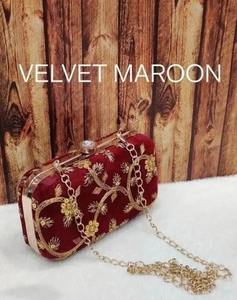 Metal Velvet Embroidered Clutch, <b>Handbags</b>, Indian <b>Wedding</b> Gift, Haldi Mehendi Sangeet Gift Bags, Bridesmaid Gift, Clutch Bag - Product Image 5