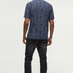 Top show Garment Streetwear Vintage Shirt Distressed Sun Faded DTG Camiseta con estampado de algodón azul Camisetas de punto para hombre - Product Image 2