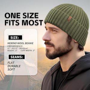 หมวกบีนนี่ถักลายหัวกะโหลกอะคริลิคสำหรับทุกเพศหมวกบีนนี่ฤดูหนาวแบบหนาพร้อมโลโก้ - Product Image 5