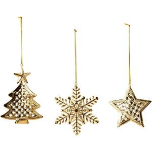 Ornement décoratif de Noël suspendu en métal plaqué argent pour la décoration d'arbre de vacances festive et la décoration de la maison - Product Image 3