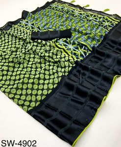 New Eco-Friendly Stretchable Floral Pattern Soft Faux Georgette Silk Four Seasons Ethnic Women's <b>Sarees</b> <b>Blouse</b> Bandanas Enhanced - Product Image 6