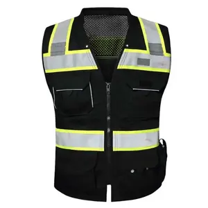 Gilet de sécurité réfléchissant haute visibilité personnaliser Logo avec plusieurs poches vêtements de travail de protection gilet de travail en plein air - Product Image 1